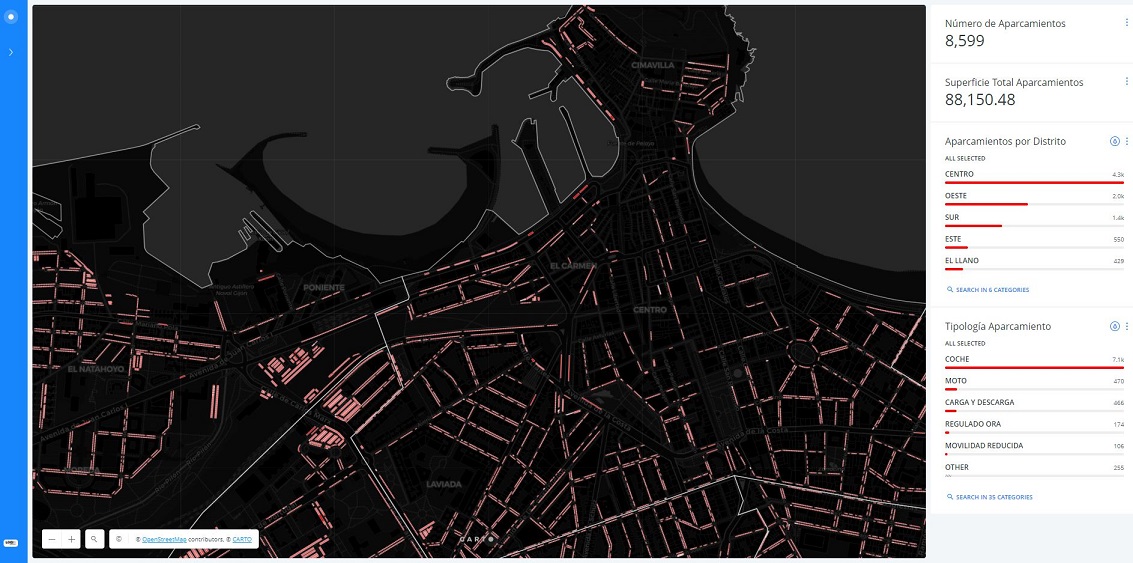 Mapa web de aparcamientos de Gijón